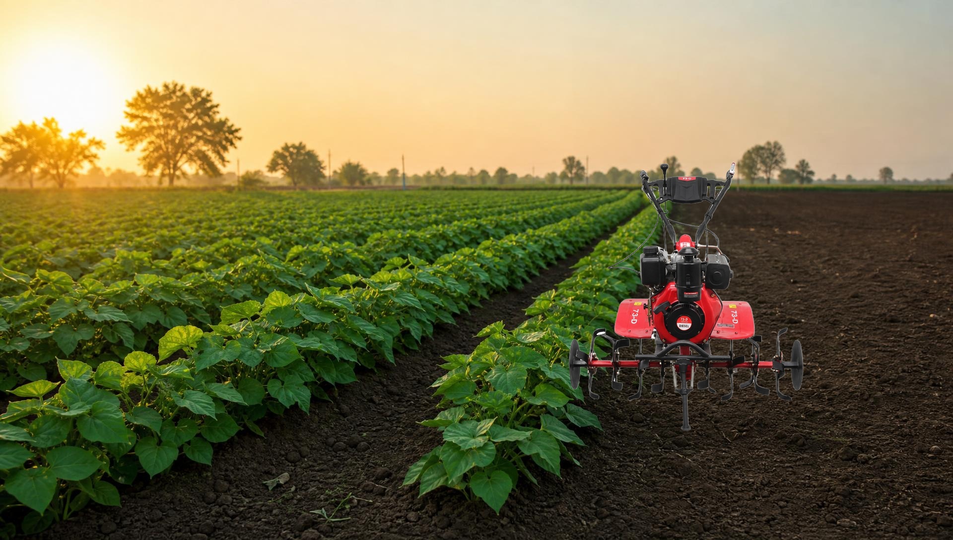 Power weeder and mini tiller working in a Gujarat farm field